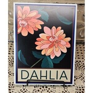 NWT Dahlia Trivet Wall Decor Stylized Flowers by Wildflower Graphics "8 x 6"
